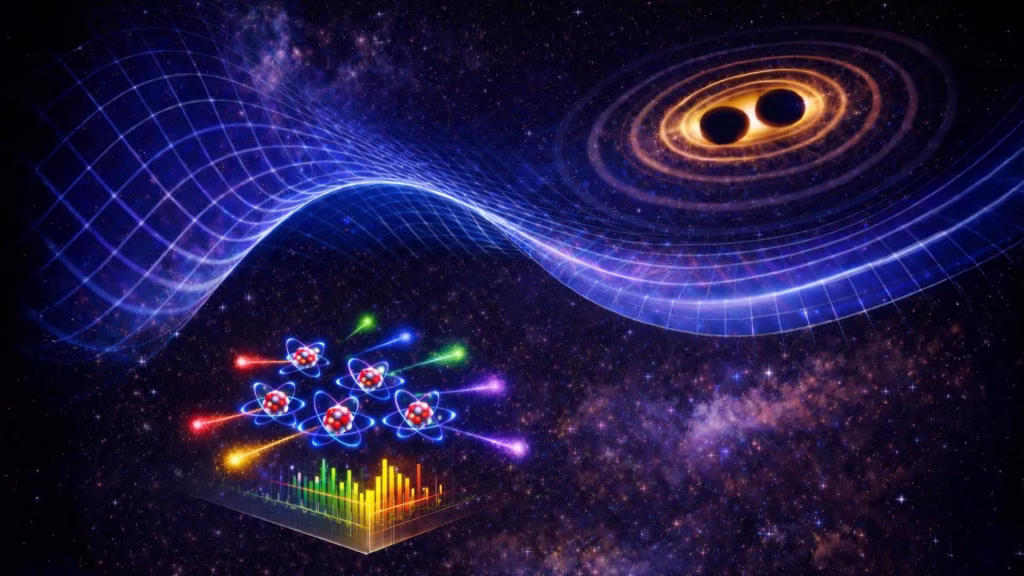 Undele gravitaționale ar putea fi descoperite prin schimbarea culorii luminii emise de atomi